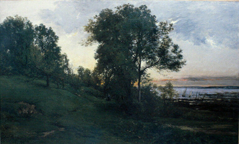 Paysage De Bord De Mer Honfleur Ferme Saint Siméon (ancien Titre) L'estuaire De Seine (autre Titre) — Karl Daubigny