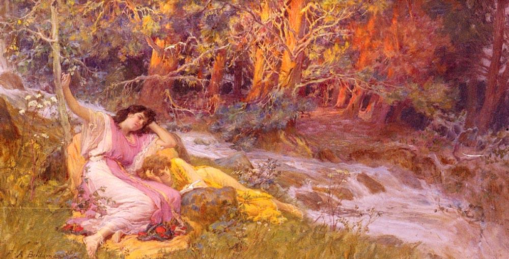 Reclining By A Stream — Фредерик Артур Бриџмен