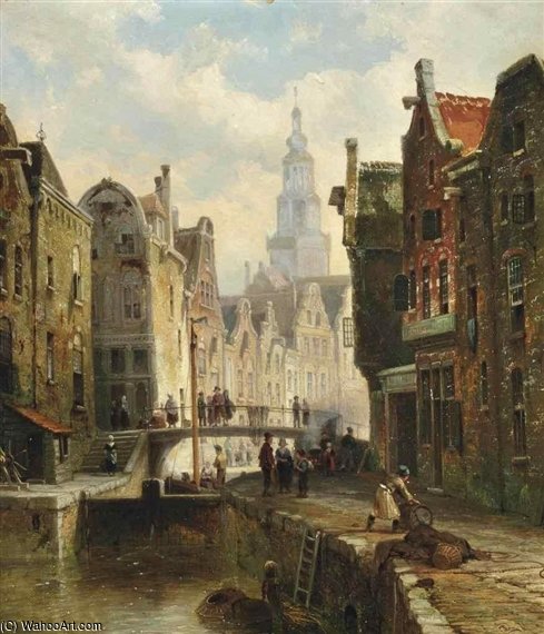 A Townview With Figures — Cornelis Christiaan Dommelshuizen
