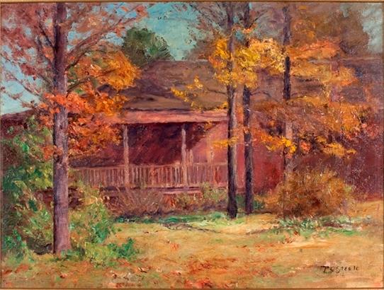 Autumn Time In The Garden-view Of Porch — Theodore Clement Steele