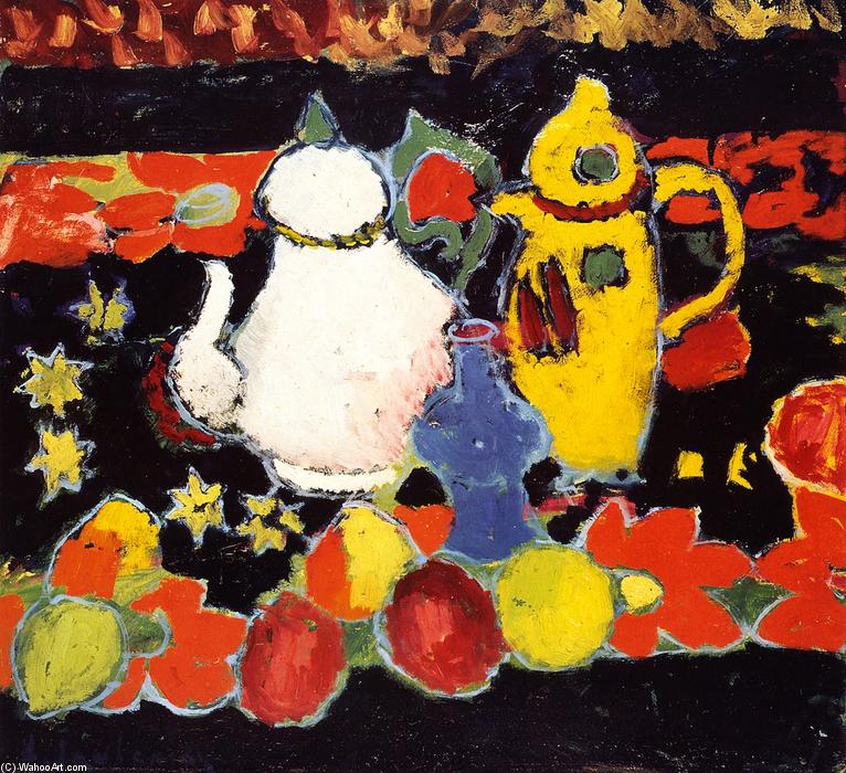 Still Life With Yellow Coffee Pot And White Tea Pot — Alexej Von Jawlensky