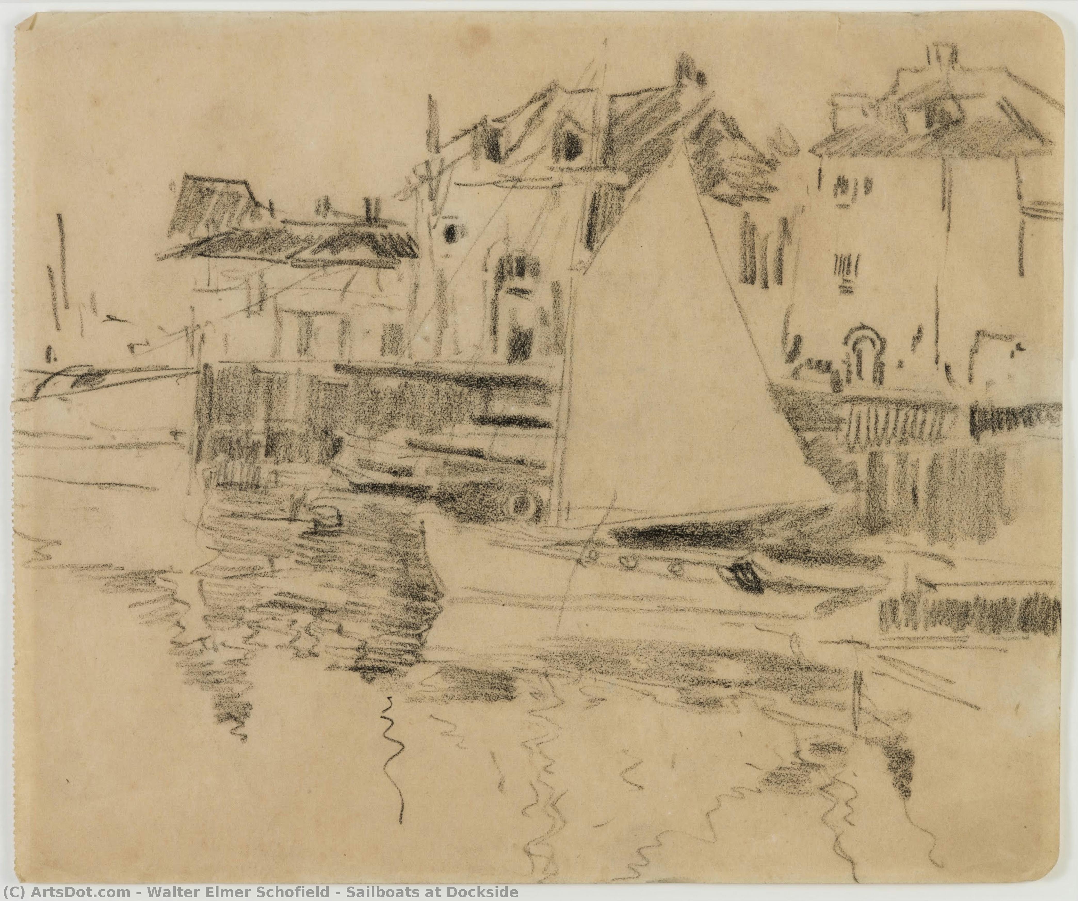 Sailboats At Dockside — Walter Elmer Schofield