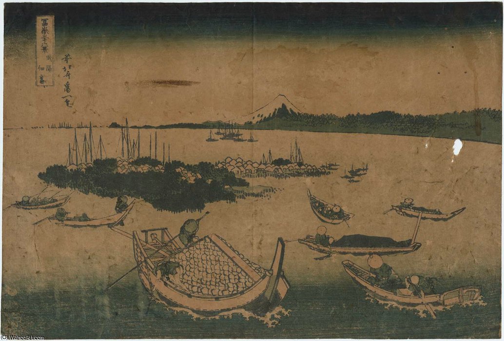 Tsukuda-jima [in Edo] In Musashi Province — Katsushika Hokusai