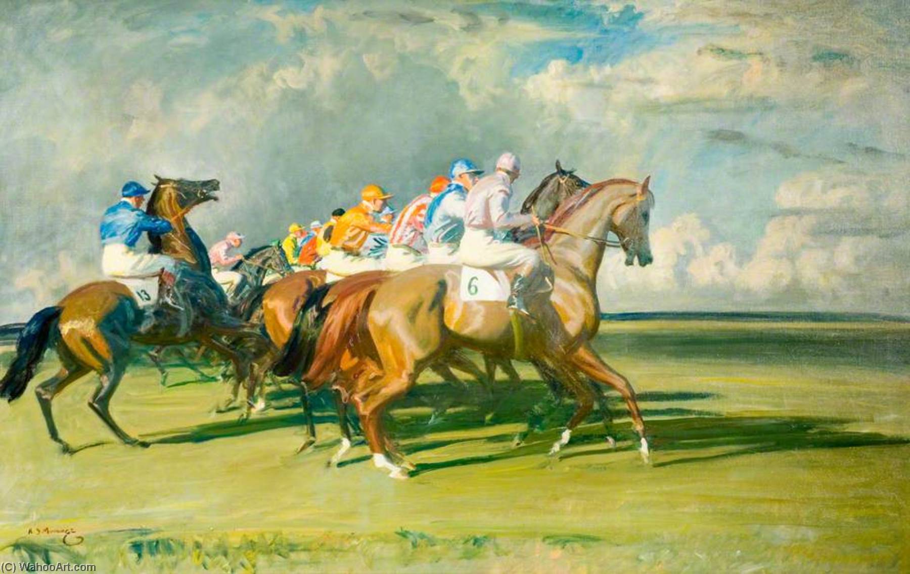Under Starter's Orders, Newmarket Start, Cries Of 'no, No, Sir' — Sir Alfred James Munnings