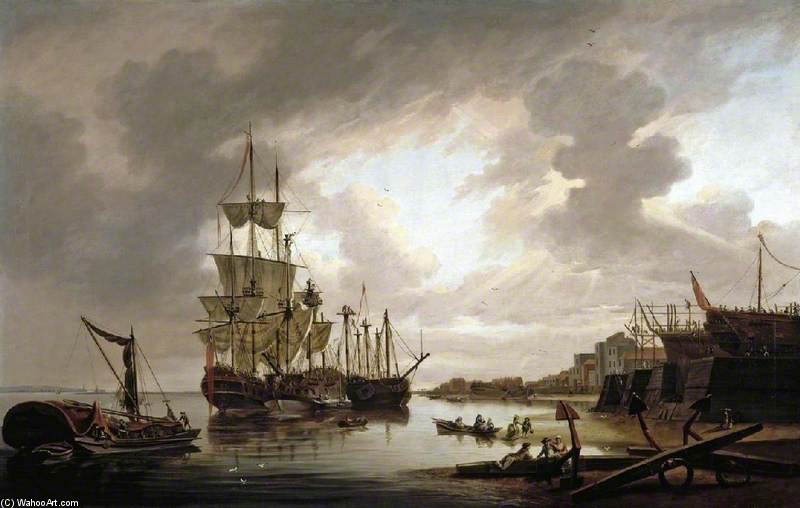 British Men-of-war At Anchor In Blackwall Reach — Dominic Serres