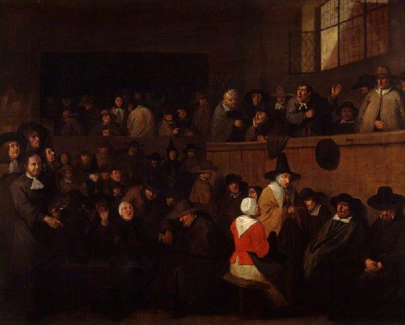A Quaker Meeting With A Self Portrait — Egbert Van Heemskerck Ii