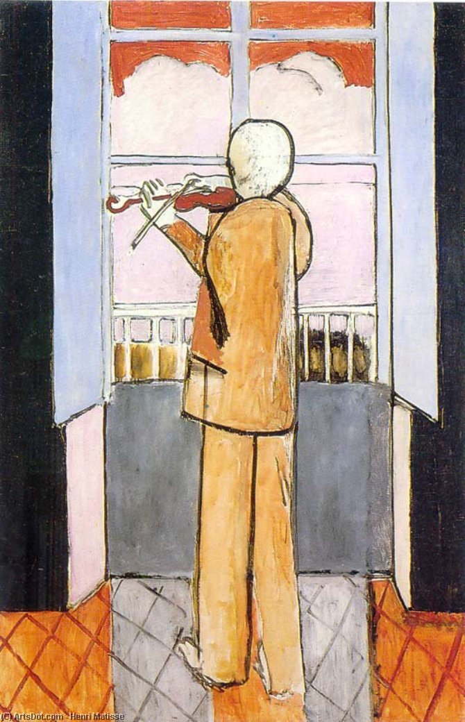 Le Violoniste À A Fenêtre, Nice, Hôtel Beau Rivage Huile Sur Toile Paris, Musée National D'art Moderne — Henri Matisse