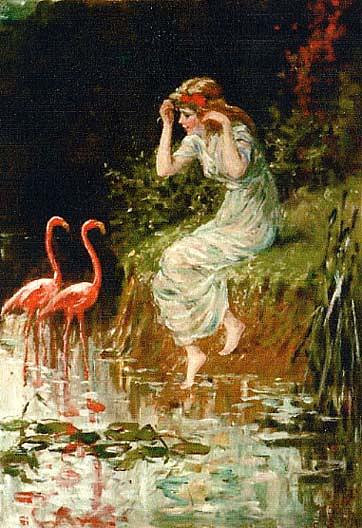 Flamingoes (sic), (painting) — Frederick Stuart Church