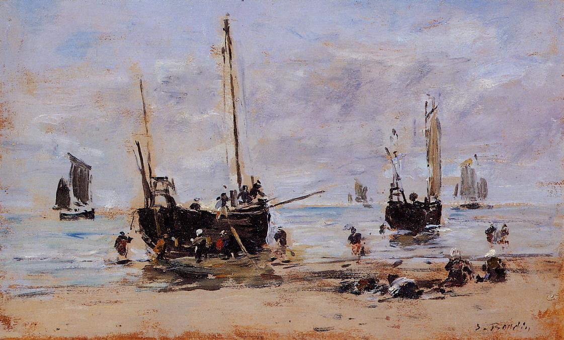 Berck, Fishermen At Low Tide — Eugène Louis Boudin