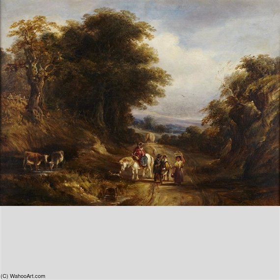 Gypsies Watering Cows Along A Country Road British — Richard Hilder