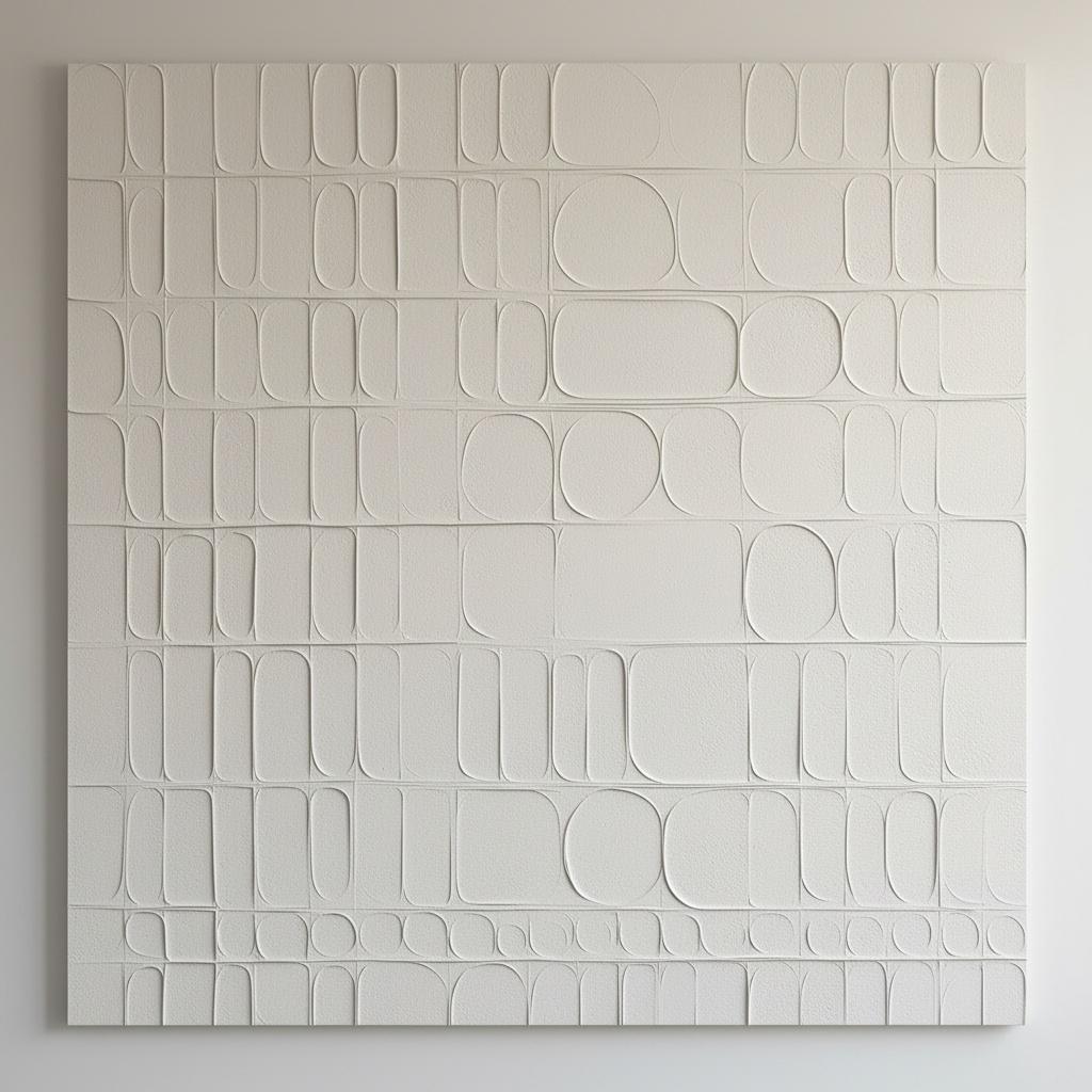 Monolithic Alabaster Rhythms: A Sculptural Study In Serene Geometric Relief — David Moreau