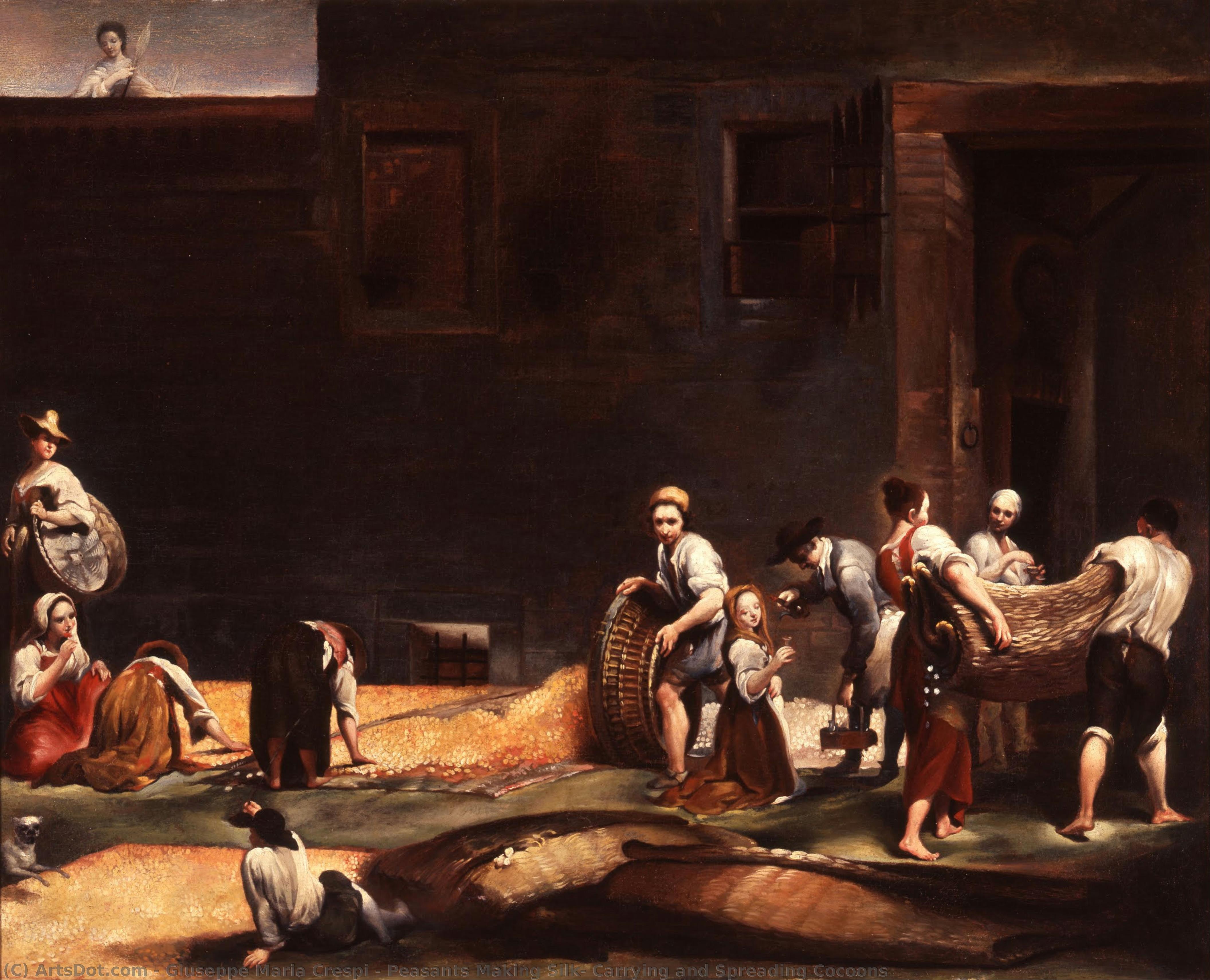 Peasants Making Silk; Carrying And Spreading Cocoons — Giuseppe Maria Crespi