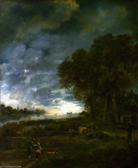 A Landscape With A River At Evening — Аэрт Ван Дер Неер