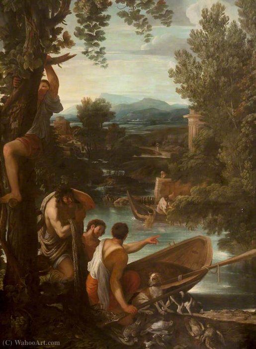River Landscape With Fishermen And Sportsmen — Giovanni Francesco Grimaldi