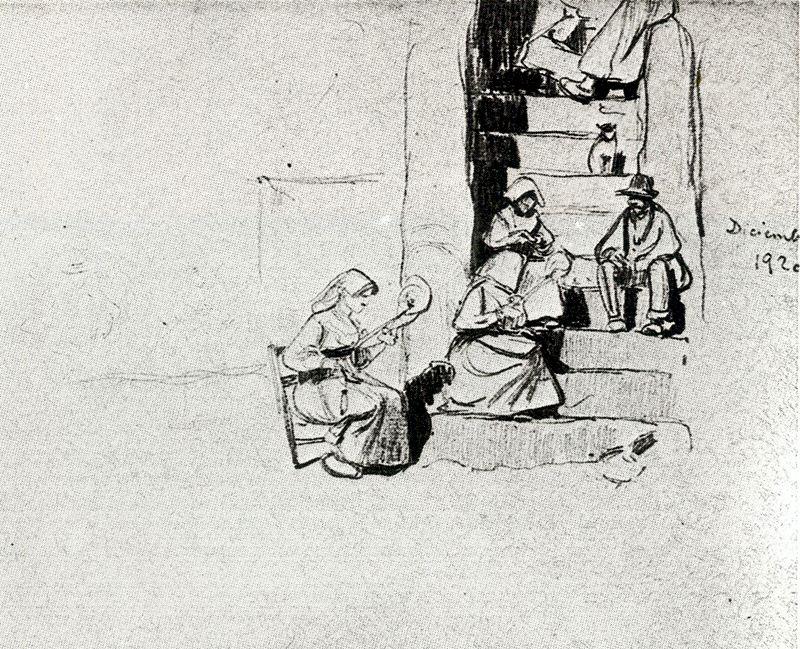 Women Sewing And Spinning In Anticoli 1 — Mariano Barbasan