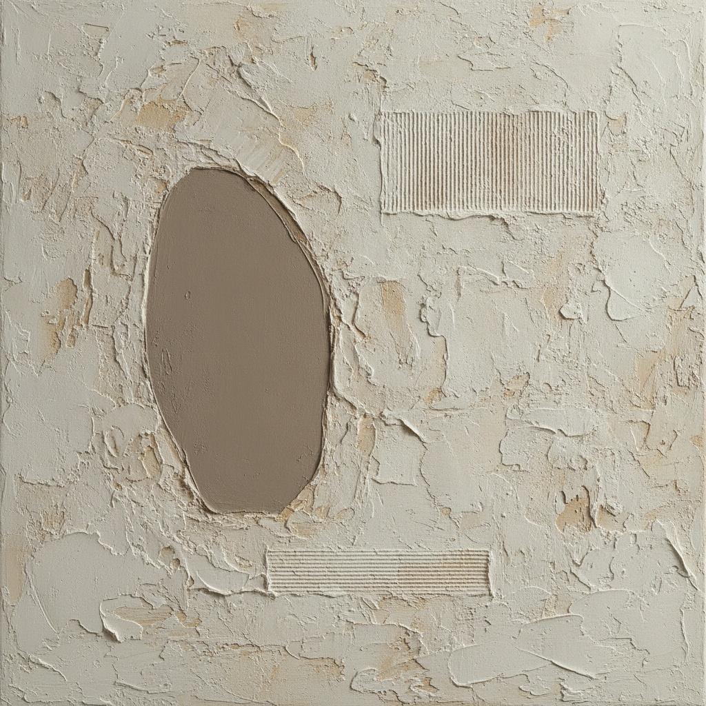 Verwitterter Taupefarbener Monolith Inmitten Skulpturalem Alabasterrelief — David Moreau
