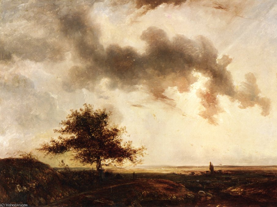 Figures In A Landscape — Théodore Rousseau (pierre Etienne Théodore Rousseau)