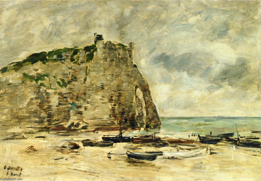 Etretat, Beached Boats And The Falaise D'aval (study) — Eugène Louis Boudin