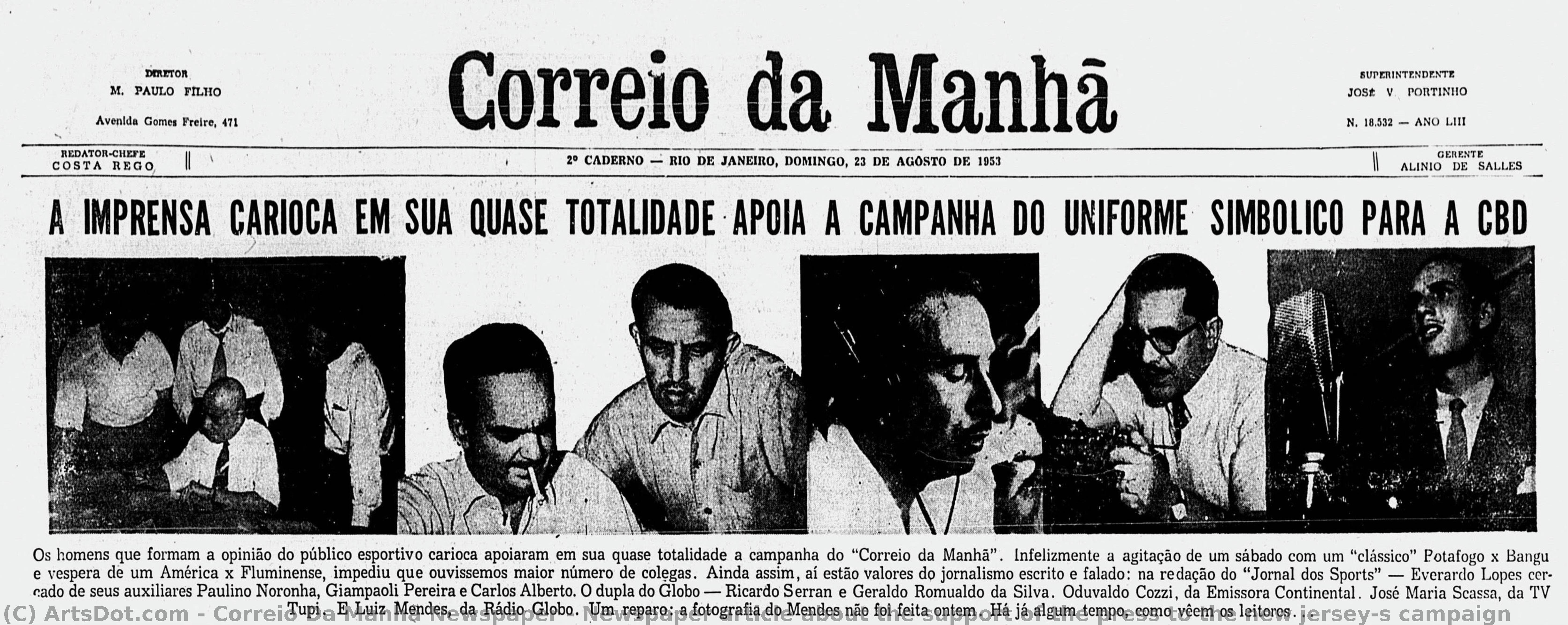 Newspaper Article About The Support Of The Press To The New Jersey´s Campaign — Correio Da Manhã Newspaper