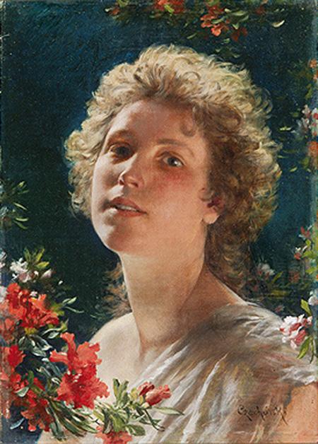 Girl With Azalea Flowers — Wladyslaw Czachórski