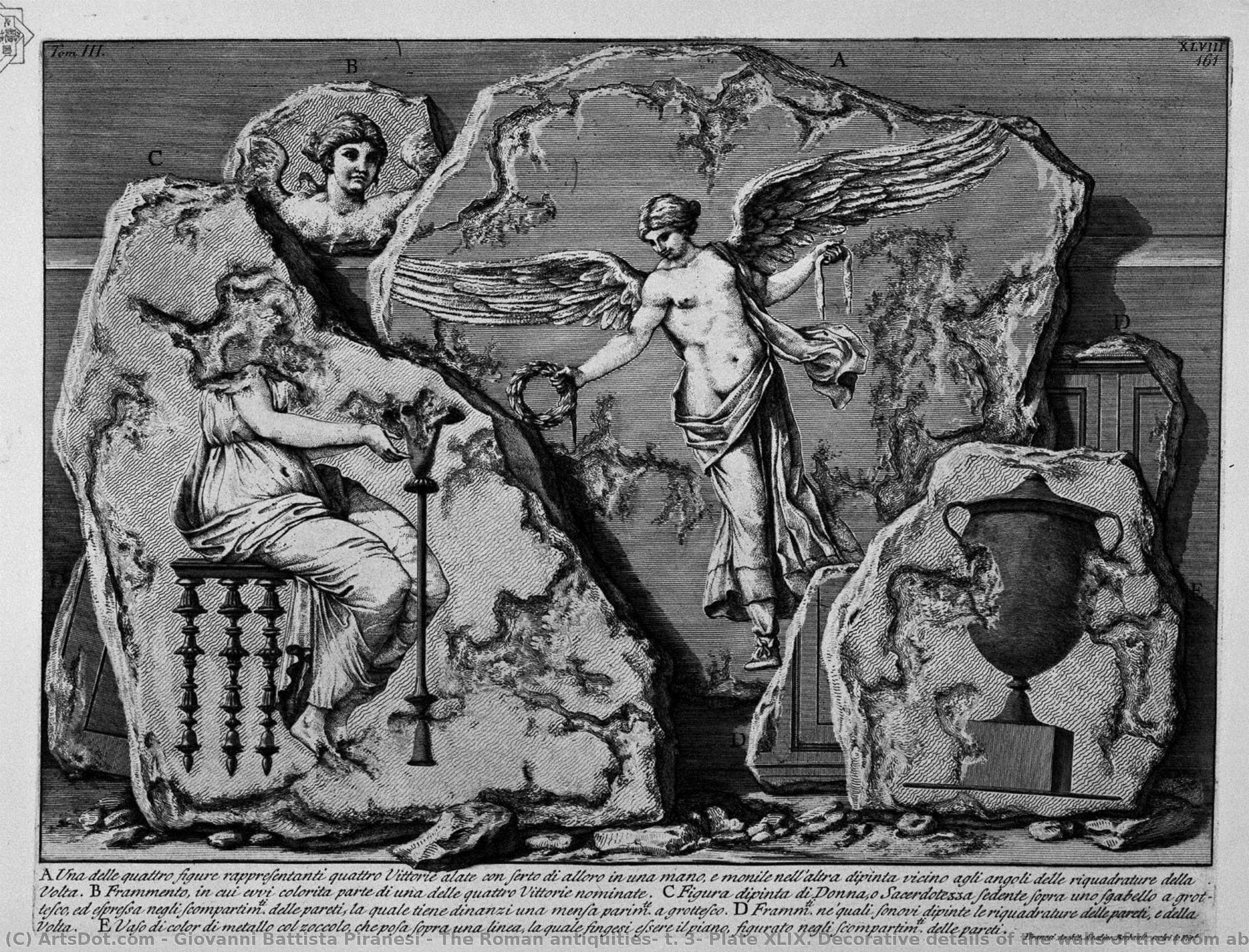 The Roman Antiquities, T. 3, Plate Xlix. Decorative Details Of The Walls Of The Room Above. — Giovanni Battista Piranesi