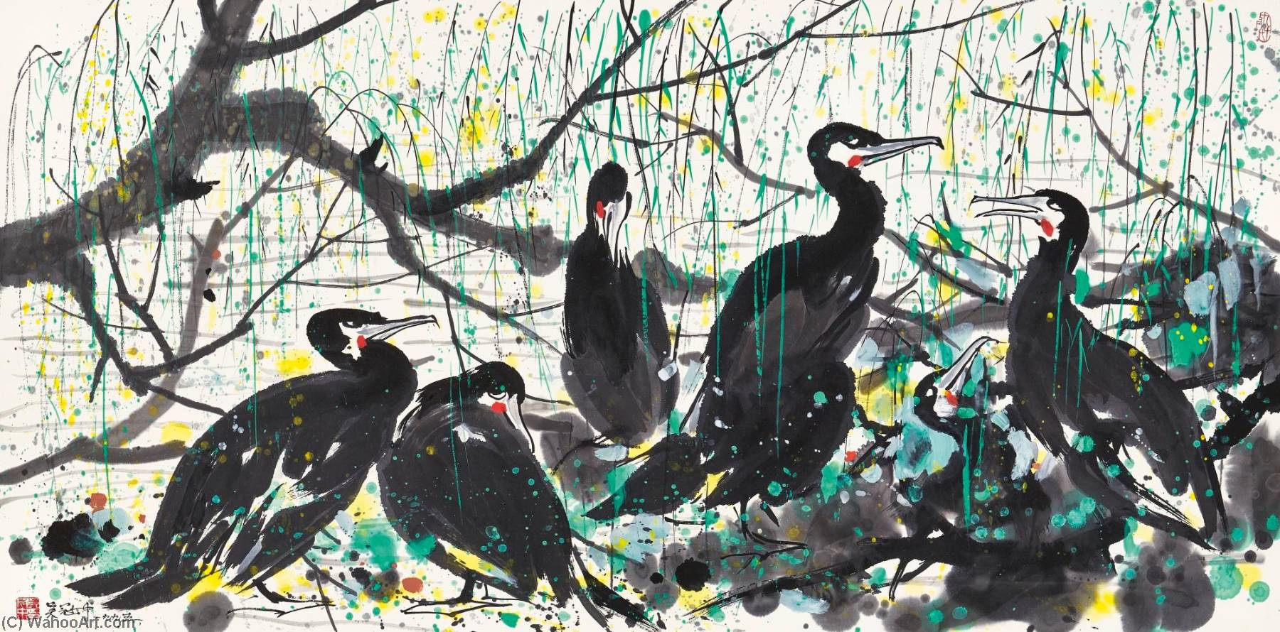 Ospreys By The Willow Shores — Wu Guanzhong