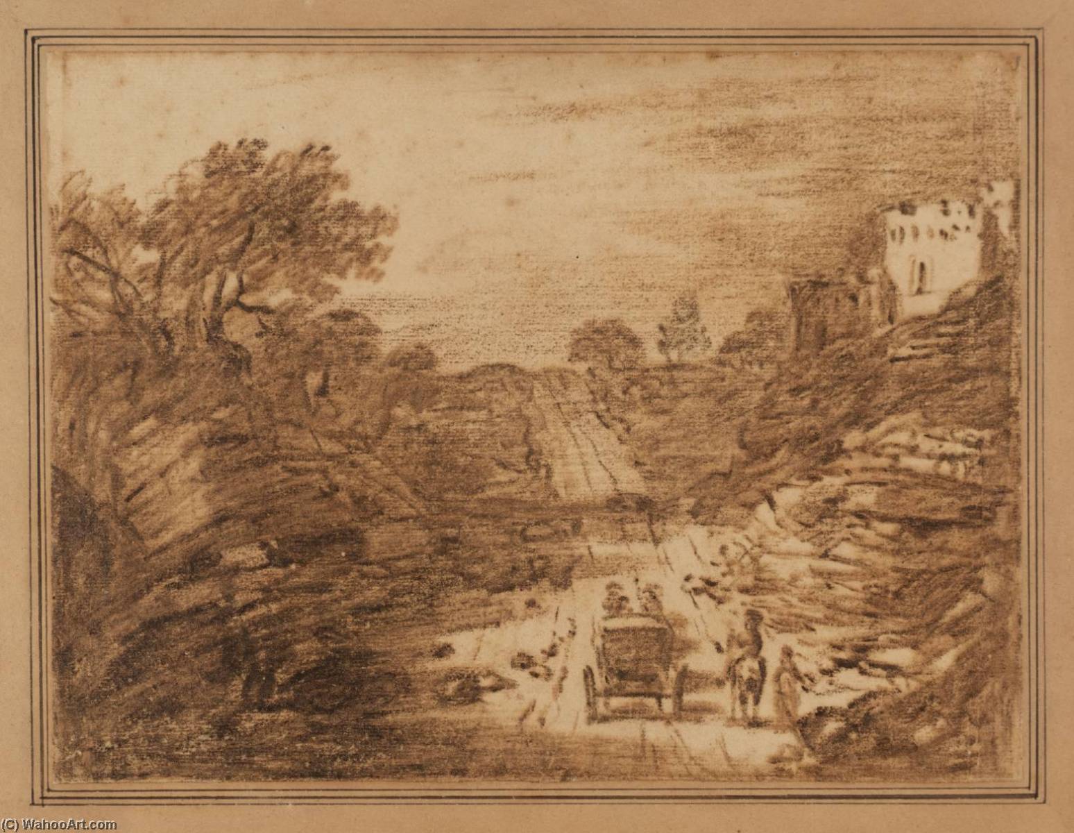 Landscape With Castle And Carriage — Thomas Gainsborough