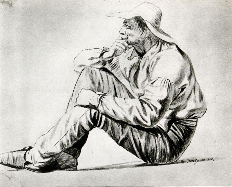 Study Of A Seated Man In A Broad-brimmed Hat — George Caleb Bingham