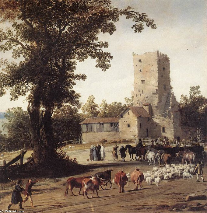 Italianate Landscape With The Parting Of Jacob And Laban — Pieter Jansz Post