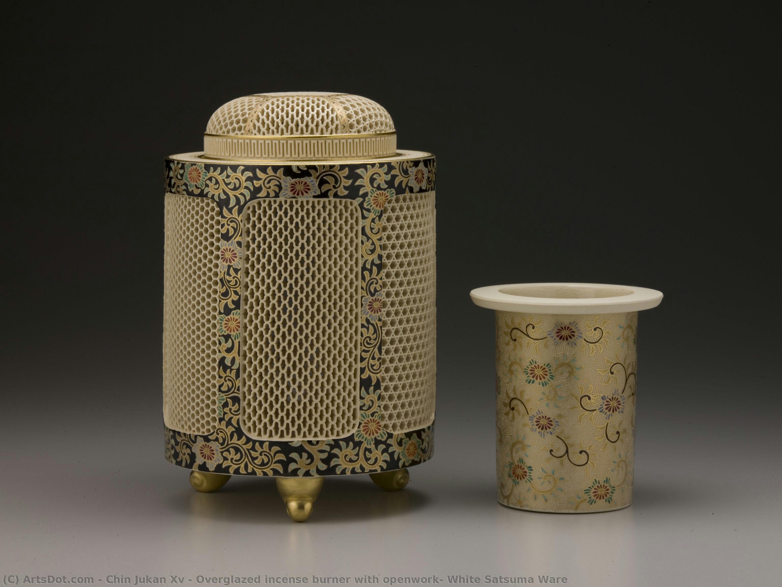 Overglazed Incense Burner With Openwork, White Satsuma Ware — Chin Jukan Xv