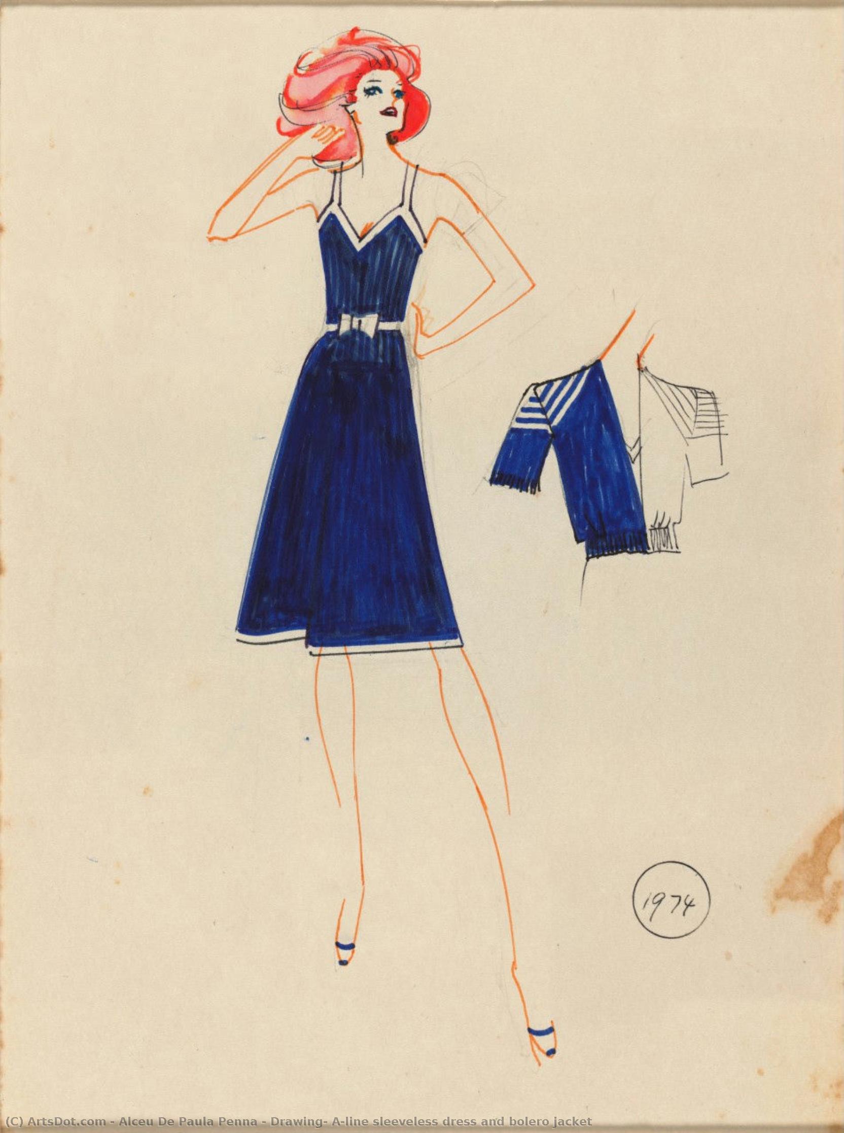 Drawing, A-line Sleeveless Dress And Bolero Jacket — Alceu De Paula Penna
