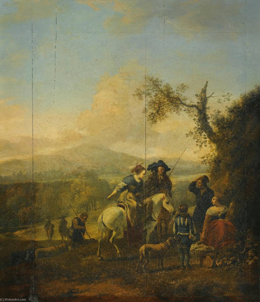 A Riding Party In A Landscape — Hendrik Mommers
