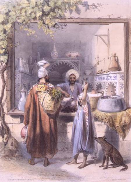 A Zeyat Or Oil Seller With Customers In His Shop In Cairo — Émile Prisse D'avennes