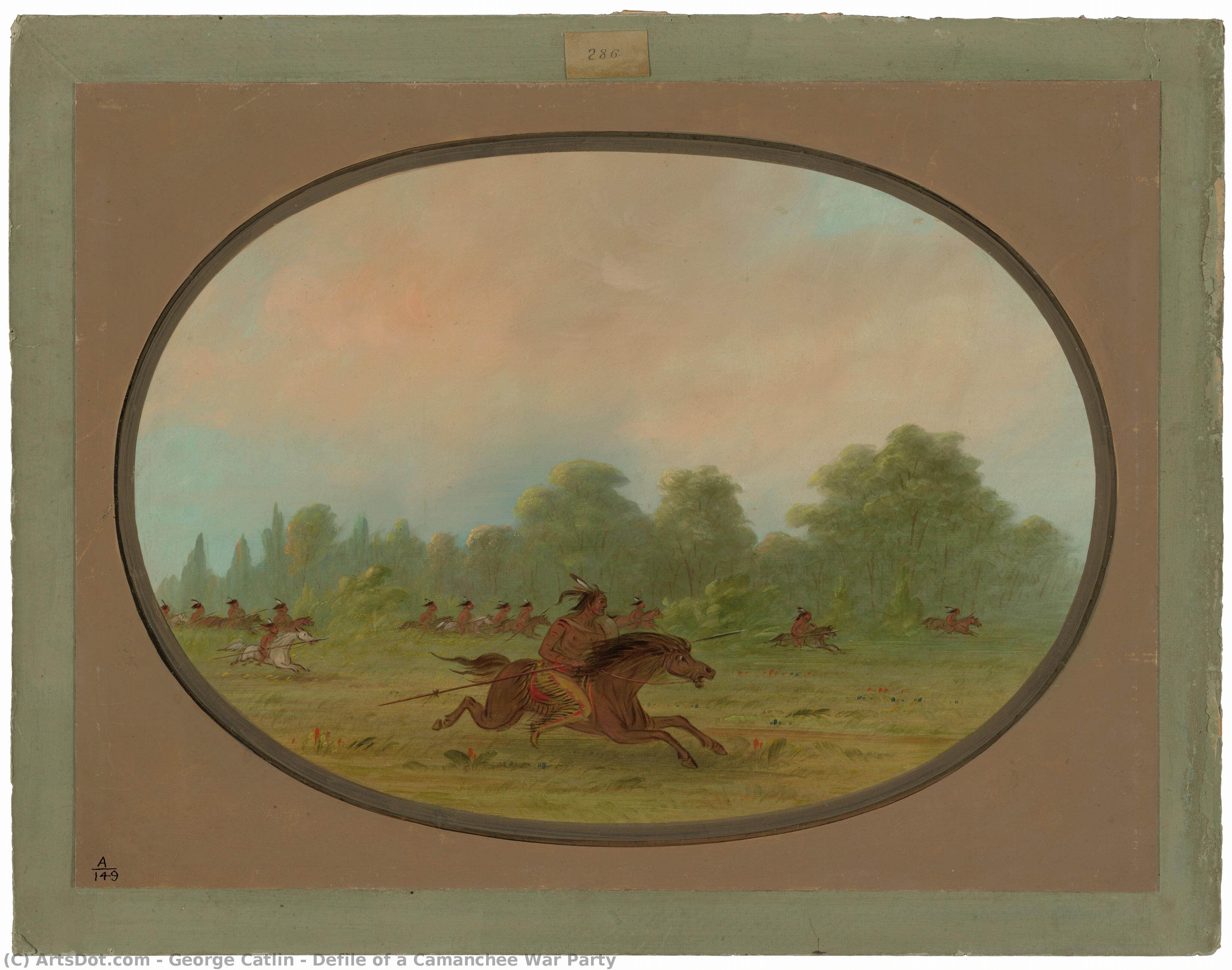 Defile Of A Camanchee War Party — George Catlin