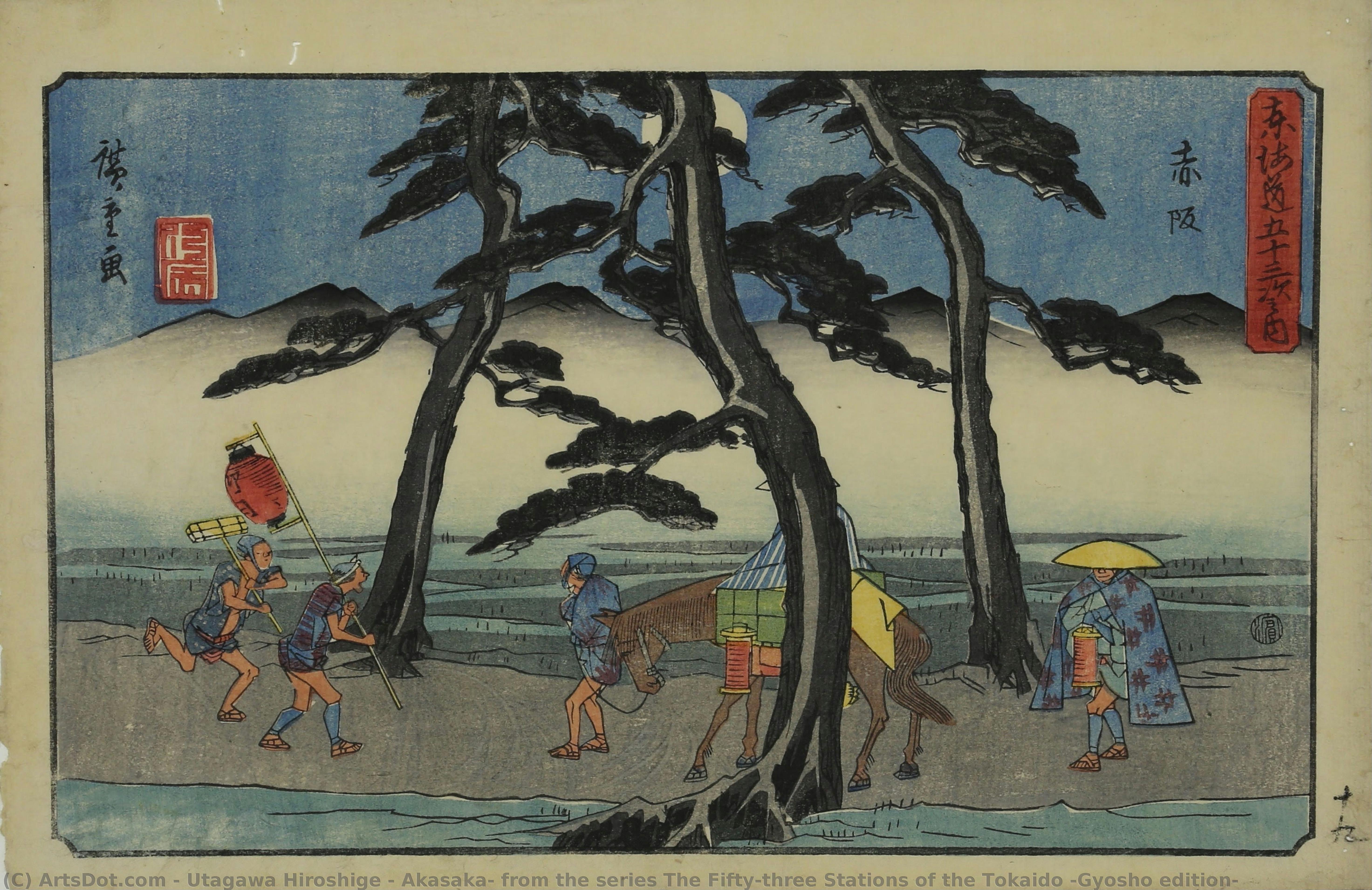 Akasaka, Aus Der Serie Die Dreiundfünfzig Stationen Des Tokaido (gyosho-ausgabe) — Utagawa Hiroshige