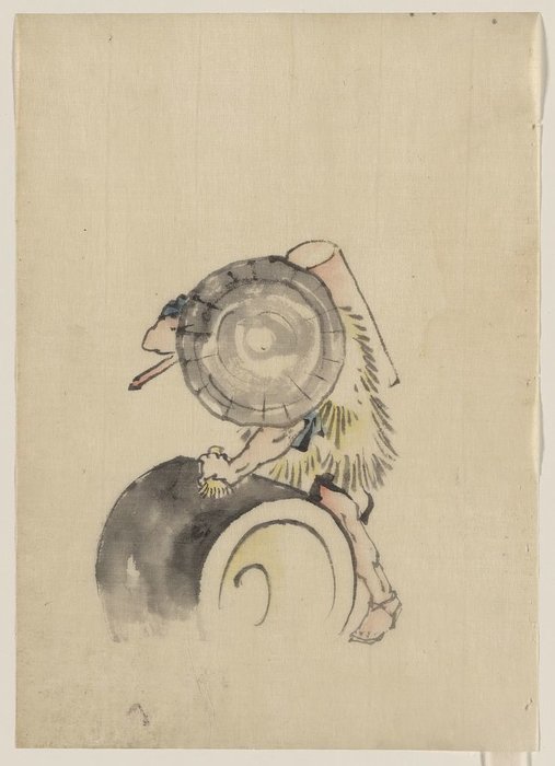 A Man, Wearing A Large Conical Hat And A Straw Or Feather — Katsushika Hokusai