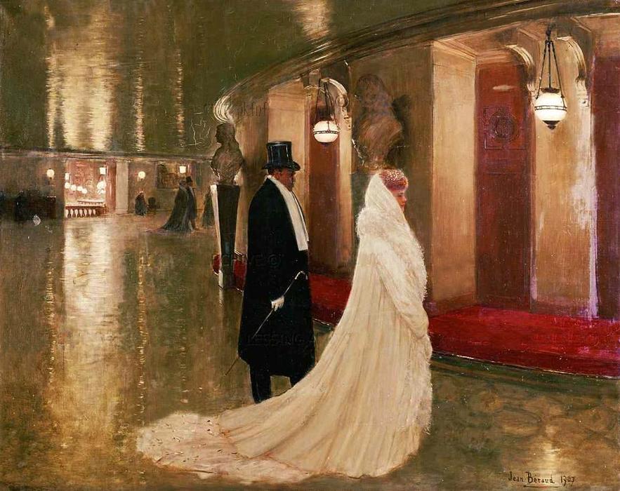 An Elegant Couple Entering A Box At The Paris Opera. — Jean-georges Béraud