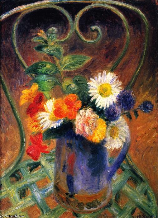Flowers In A Garden Chair — William James Glackens