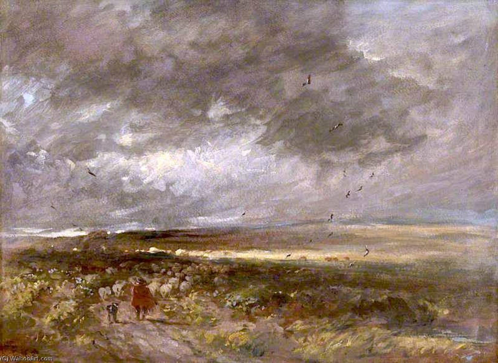 Moorland Landscape Shepherd And Sheep — David Cox The Elder