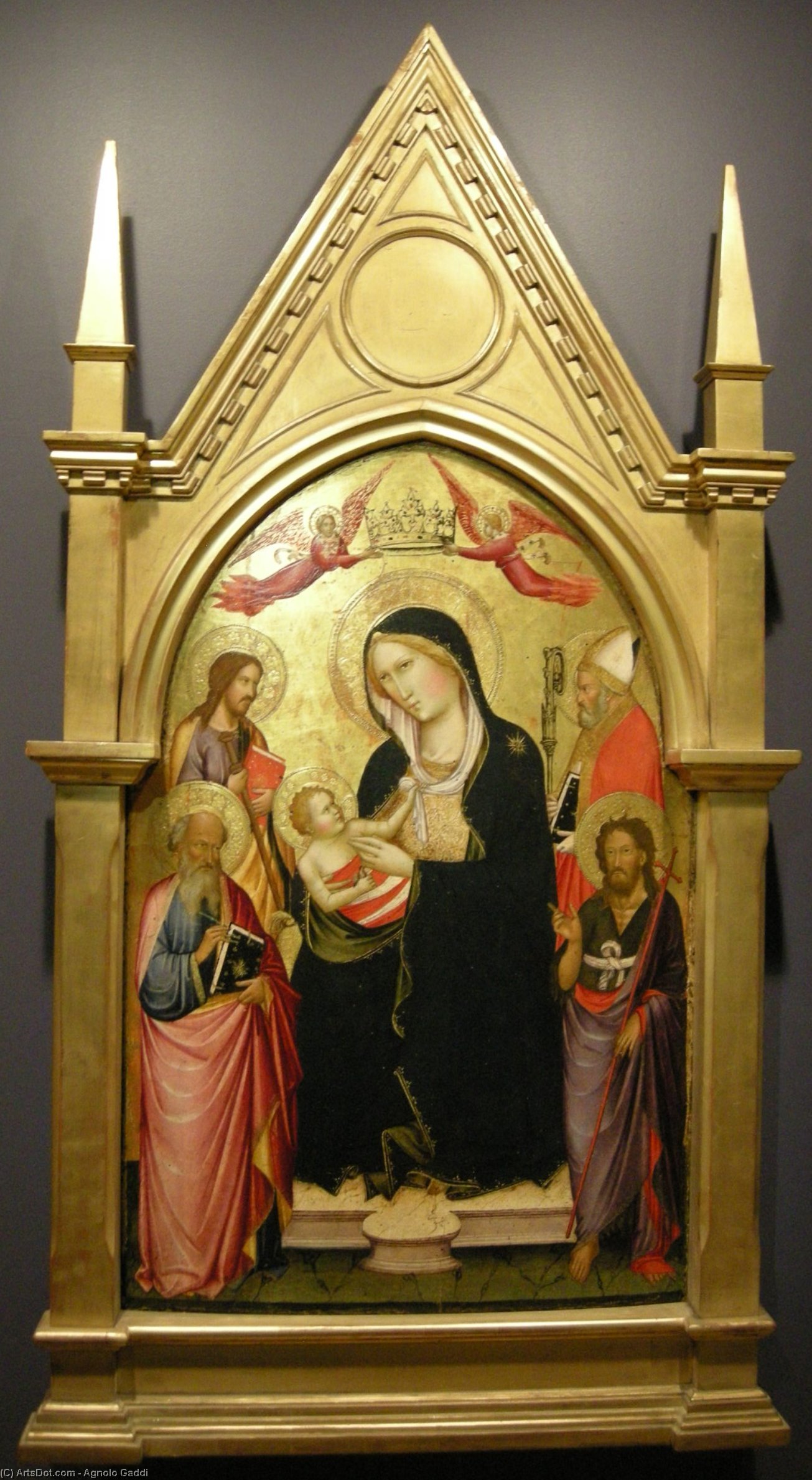 Madonna Con La Bambino, San Giovanni Evangelista, San Jacopo E San Nicola Di Bari — Agnolo Gaddi