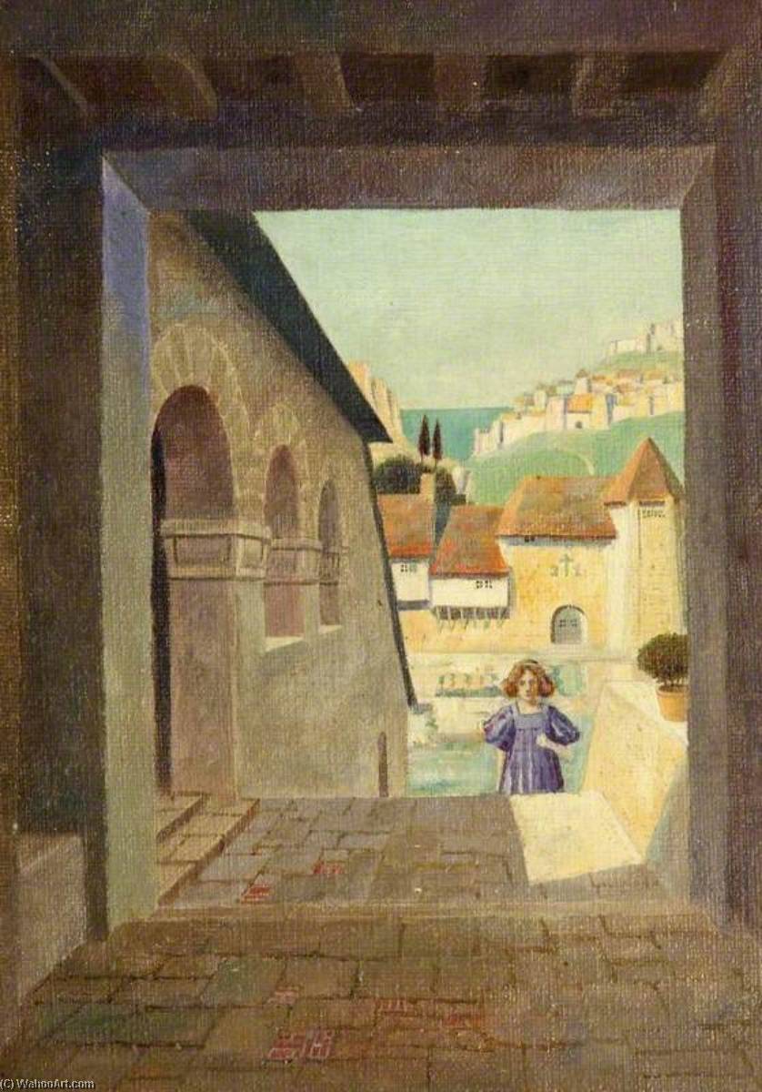 Girl Ascending A Staircase In A Walled Town — Charles Paget Wade