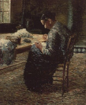 Portrait Of The Artist's Mother Sewing — Charles Angrand