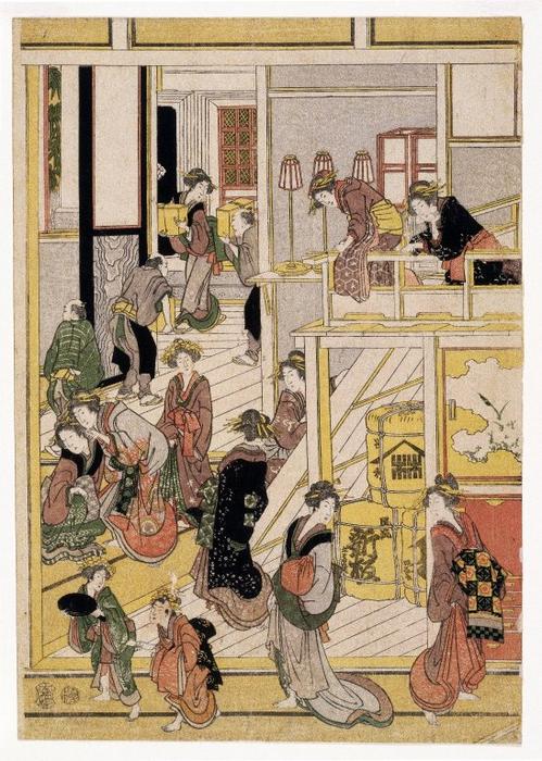 New Year's Days Of The Teahouse Ogi-ya — Katsushika Hokusai