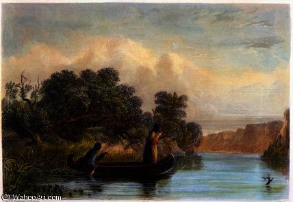 Spearing Fish From A Canoe — Seth Eastman