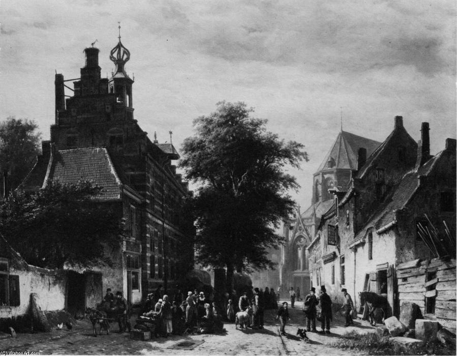 The Town Hall And Market At Naarden — Cornelis Springer