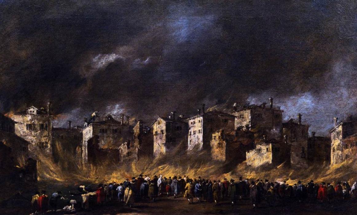 Fire In The San Marcuola Oil Depot — Francesco Lazzaro Guardi