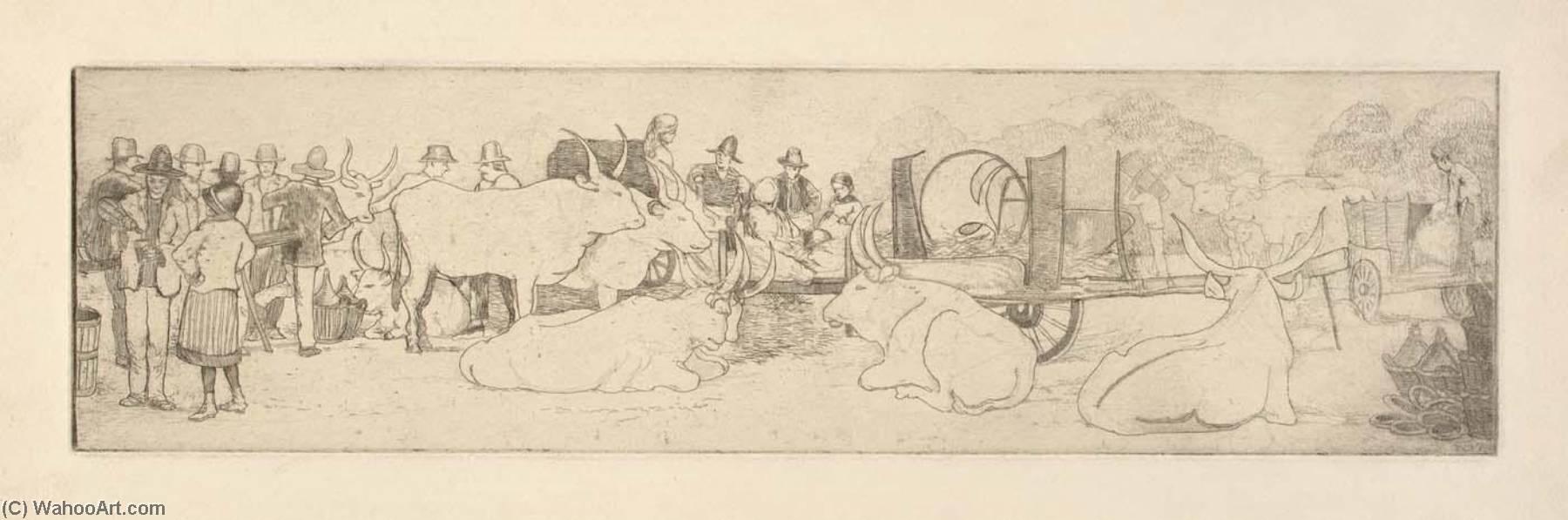 Farm Scene With Bulls — Esther Blaikie Mackinnon