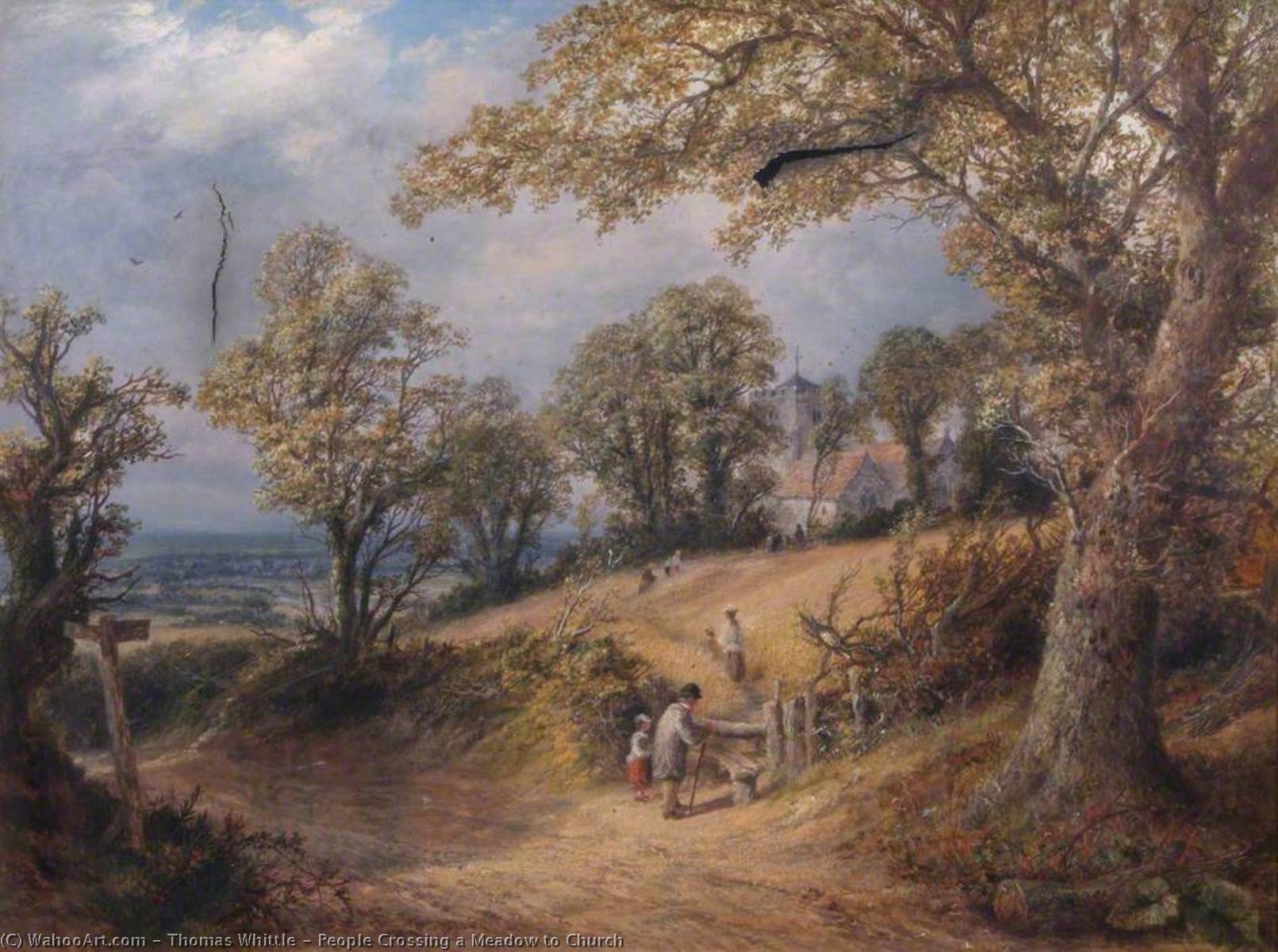 People Crossing A Meadow To Church — Thomas Whittle