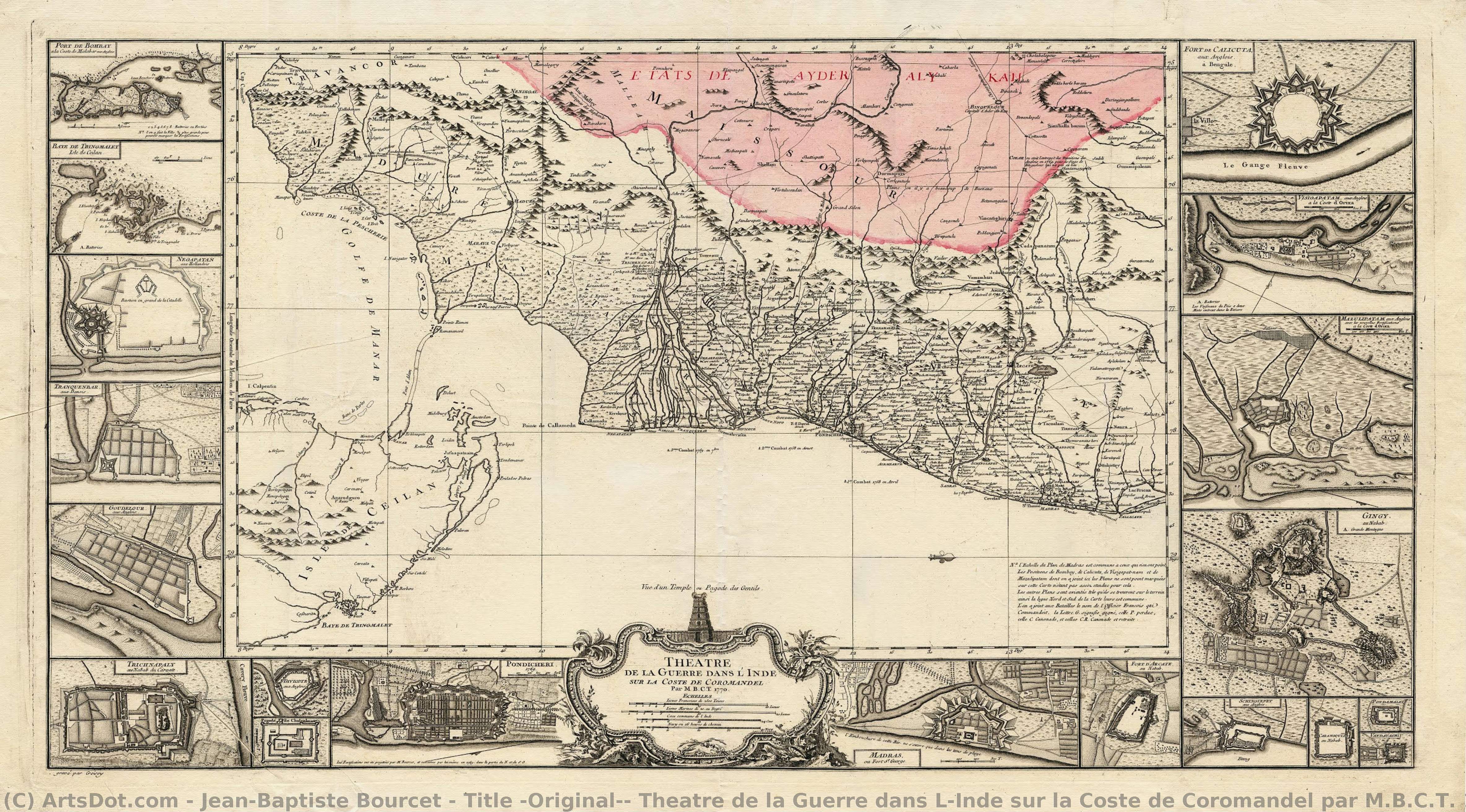 Title (original): Theatre De La Guerre Dans L’inde Sur La Coste De Coromandel Par M.b.c.t. 1770. — Jean-baptiste Bourcet