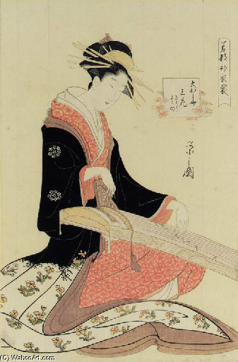 Portrait Of The Courtesan Mitsuhana Of The Ohishiya — Chobunsai Eishi